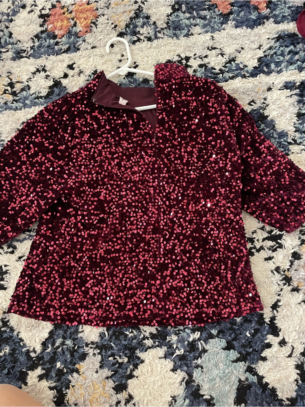 Nanette Lepore Burgundy Sequin Jacket